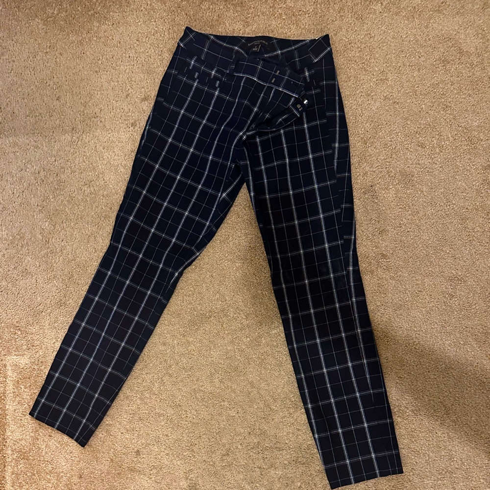 Blue and white plaid pants- Banana Republic